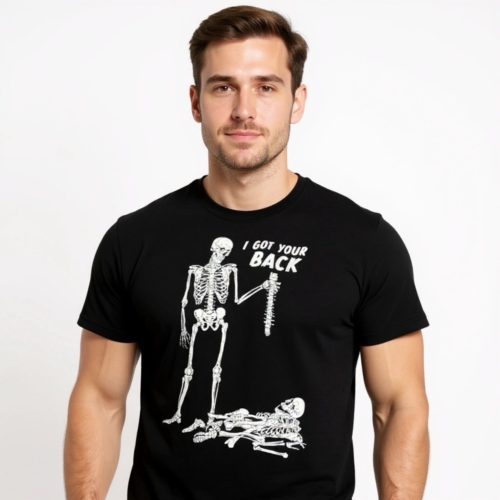 Way to Celebrate Black Halloween Funny Skeleton Graphic Tee Sz 2XL